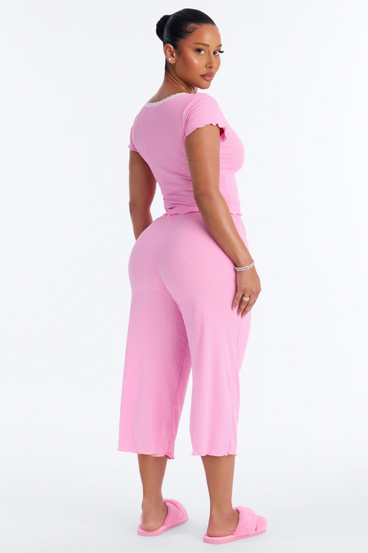 Snuggle Tonight Short Sleeve Scoop PJ Capri Set - Pink