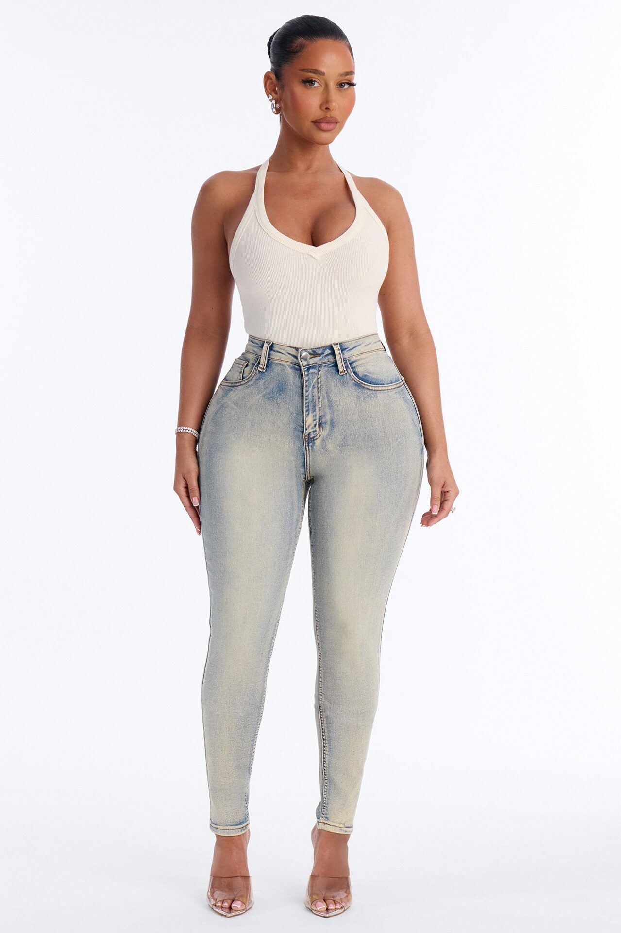 Chasing A Vibe Stretch Skinny Jeans - Vintage Wash
