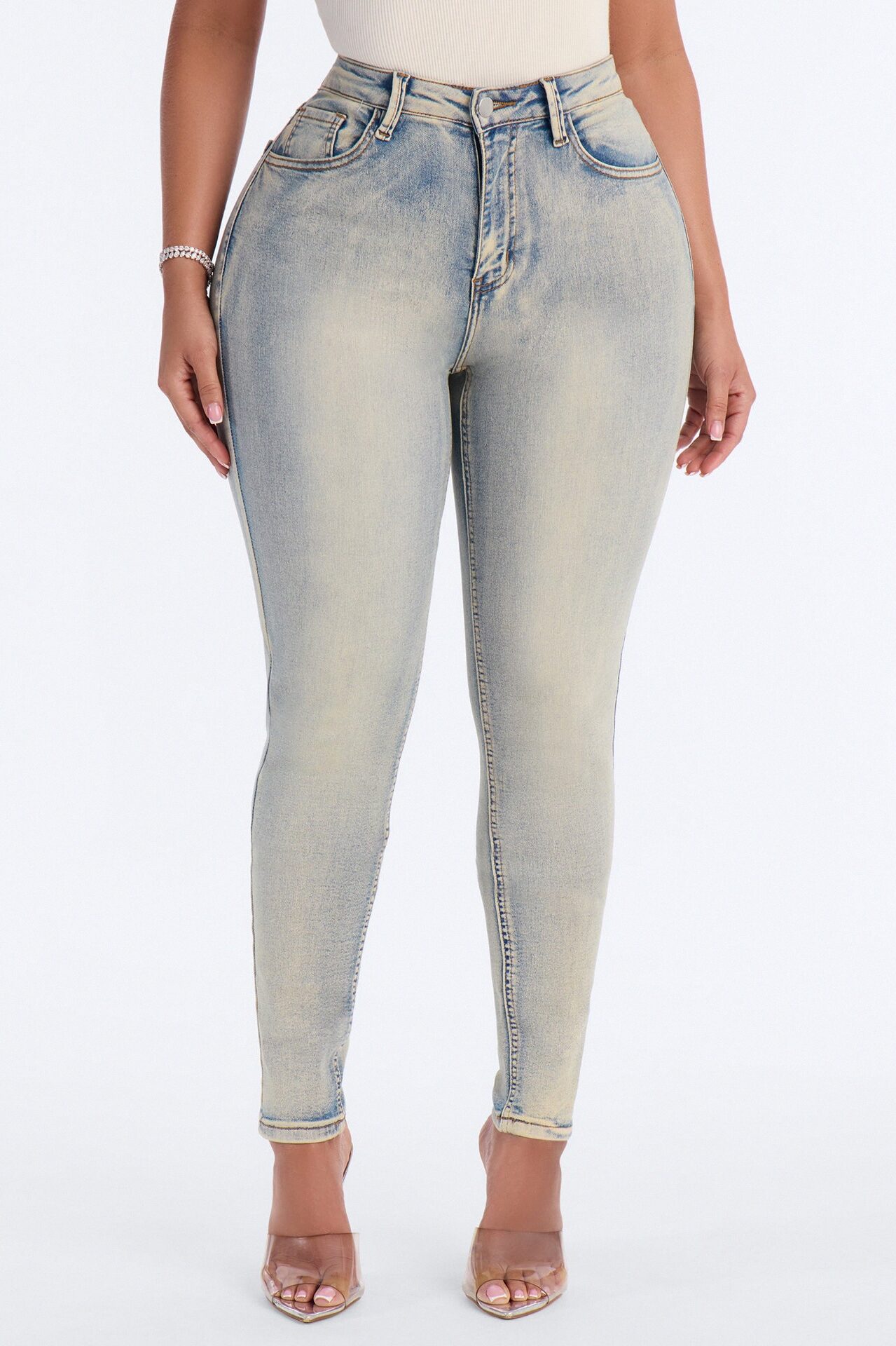 Chasing A Vibe Stretch Skinny Jeans - Vintage Wash