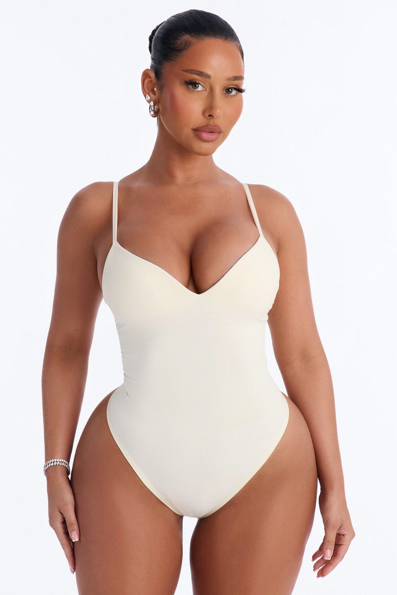 Serenity Sculpted Seamless Bodysuit - Cream