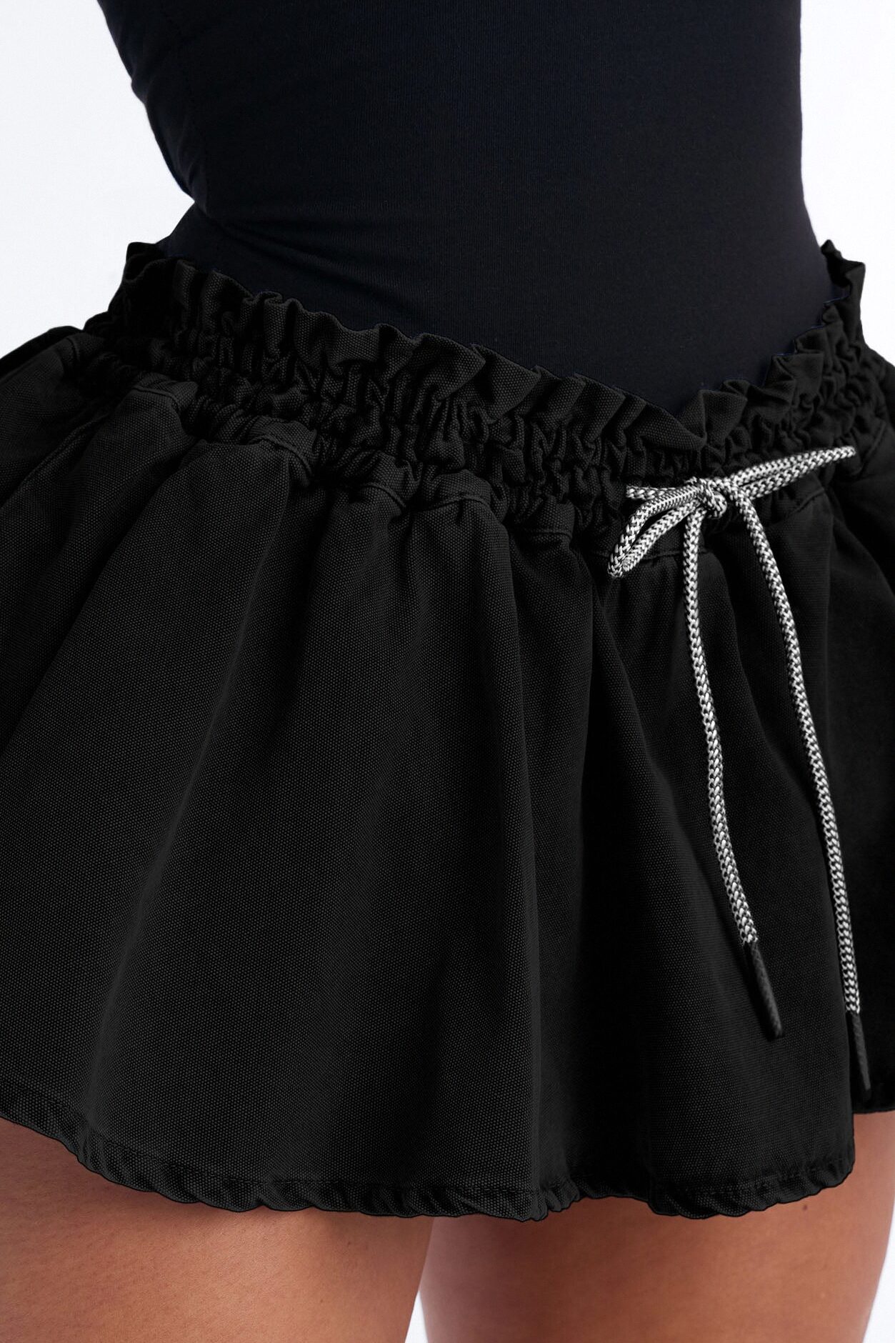 Sport Mode Washed Twill Micro Mini Skort - Black