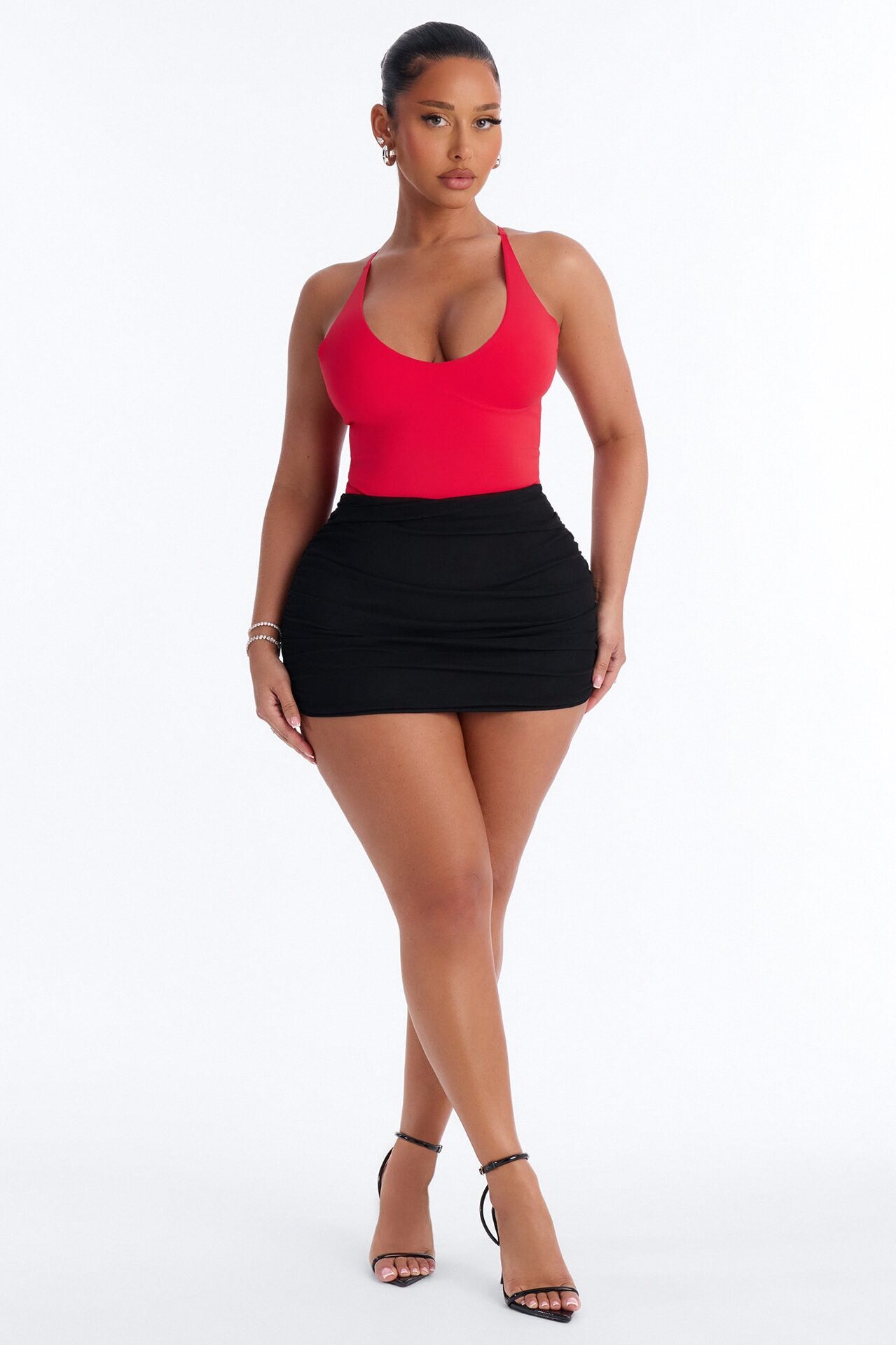 Dani Scoop Neck Seamless Bodysuit - Red