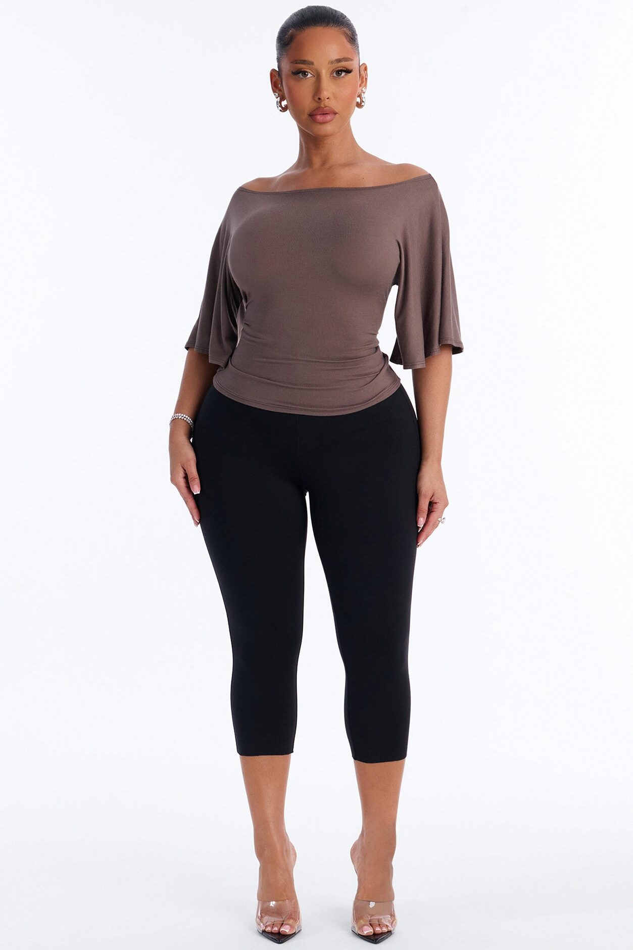 Nicolette Tie Waist Short Sleeve Top - Mocha