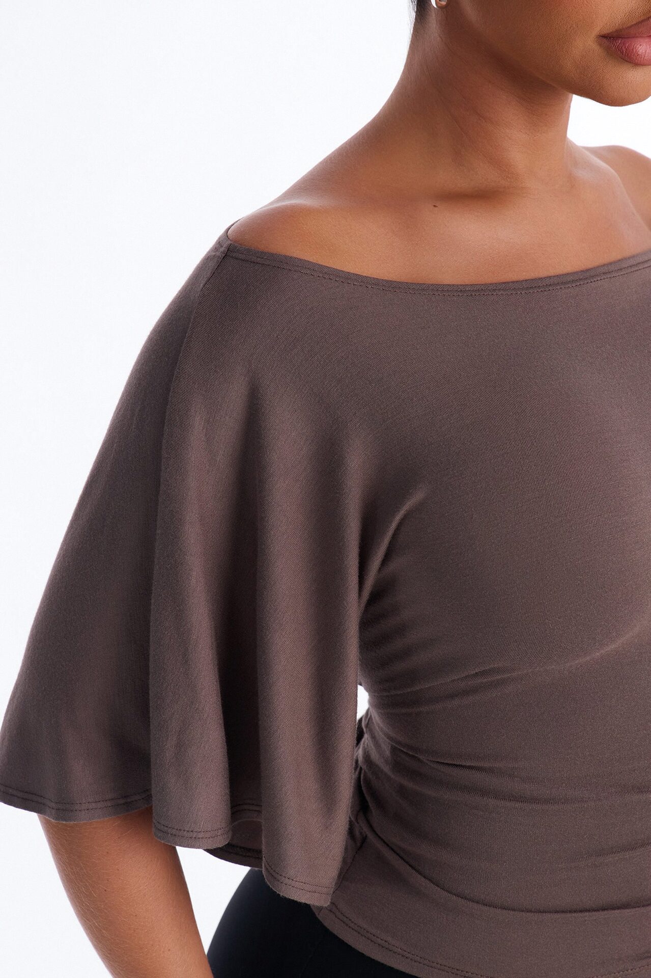 Nicolette Tie Waist Short Sleeve Top - Mocha