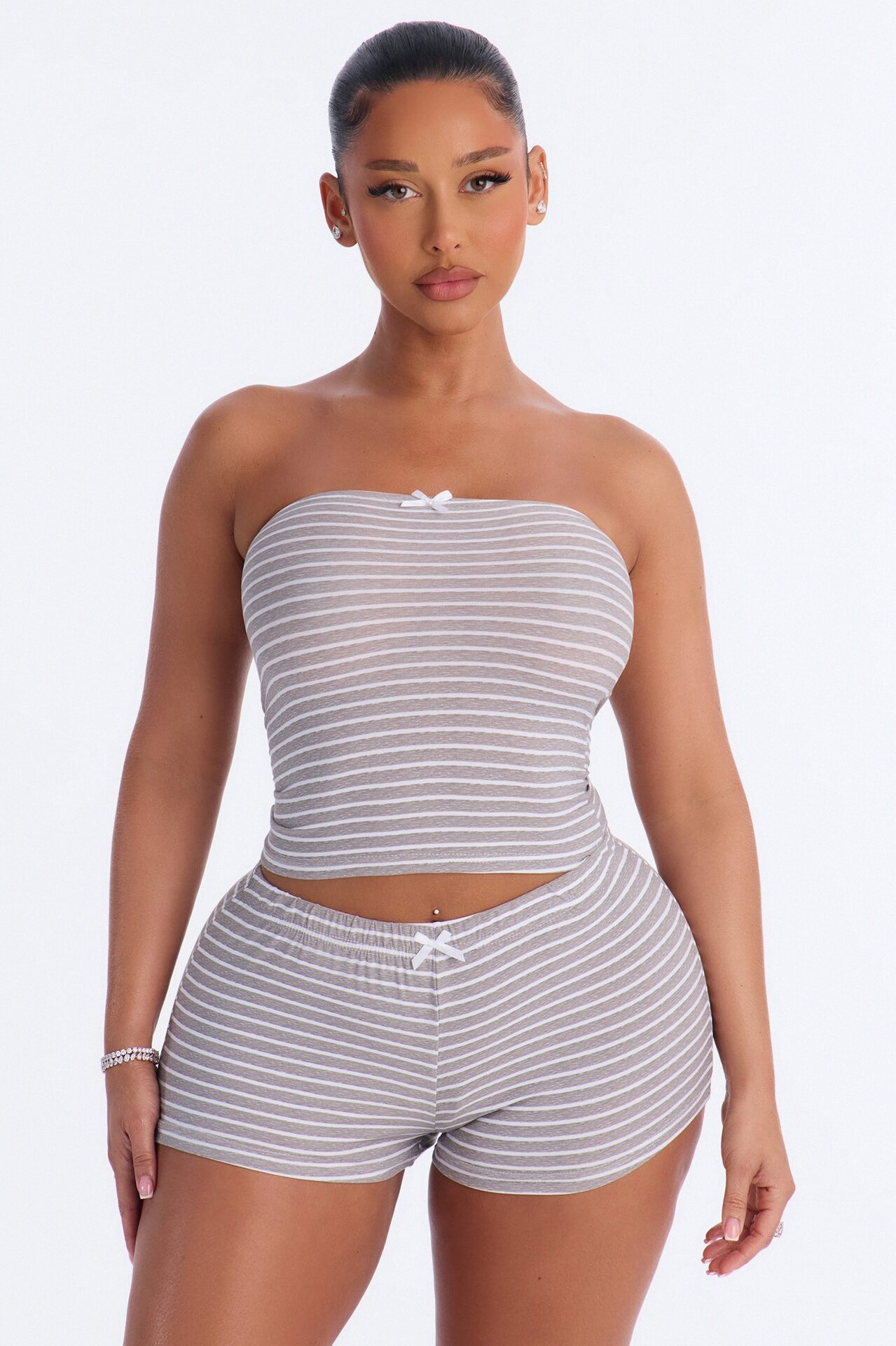 Made Up My Mind 2pc PJ Short Set - Heather Grey