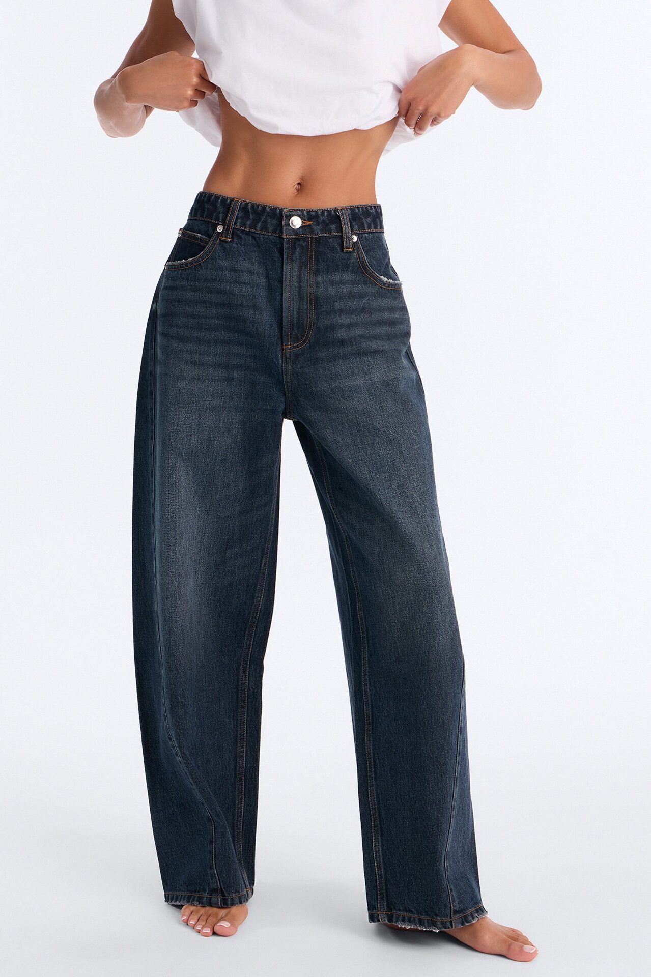 Downtown Vibe Non Stretch Jeans - Dark Denim