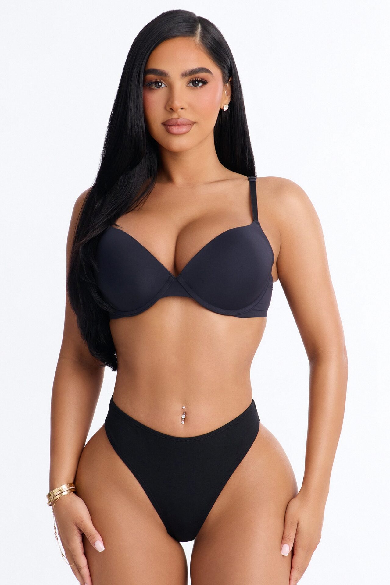 Flexible Fit Comfort Stretch Push Up Bra - Black