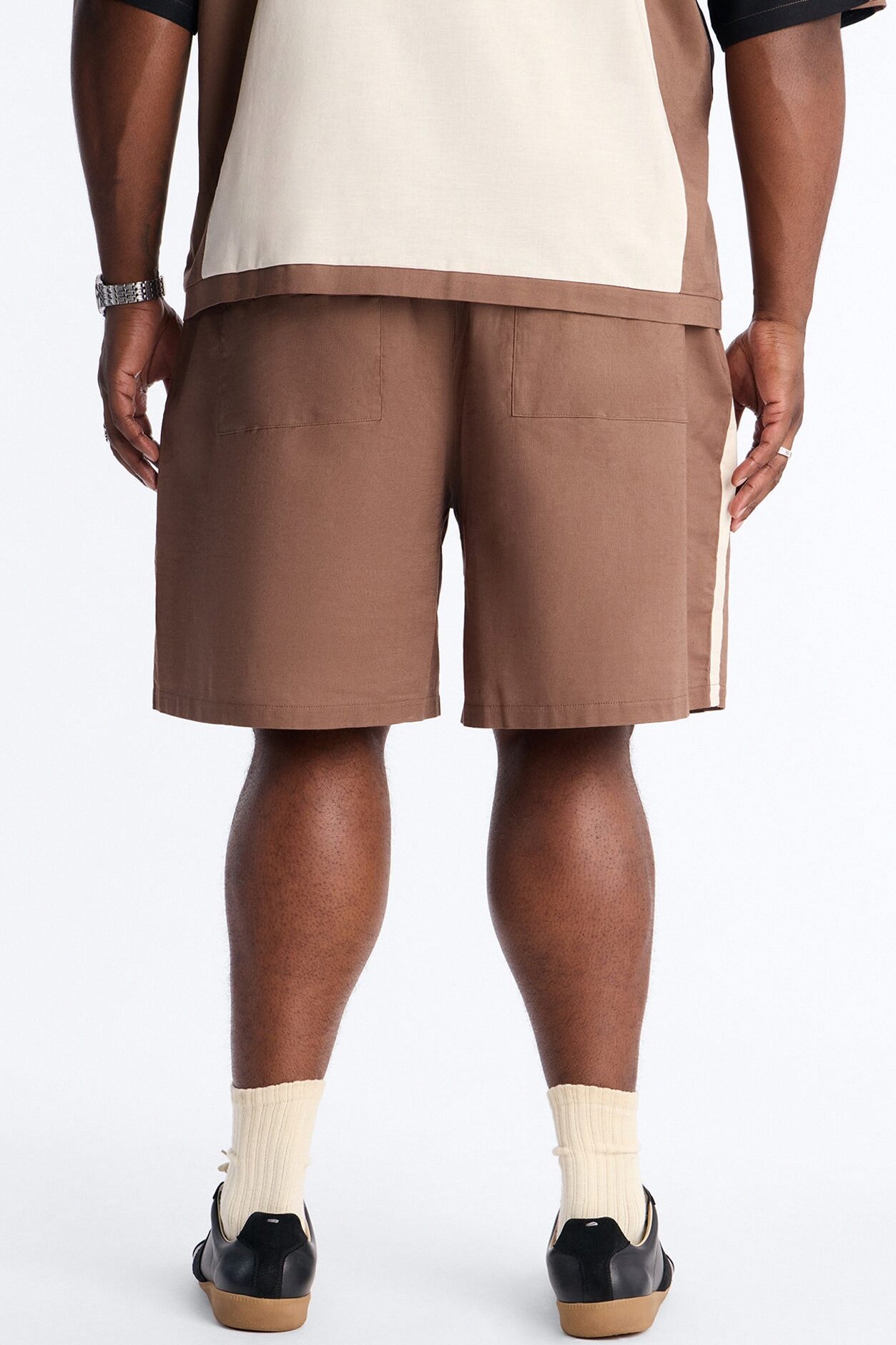 Basic Color Block Relaxed Short - Brown/combo