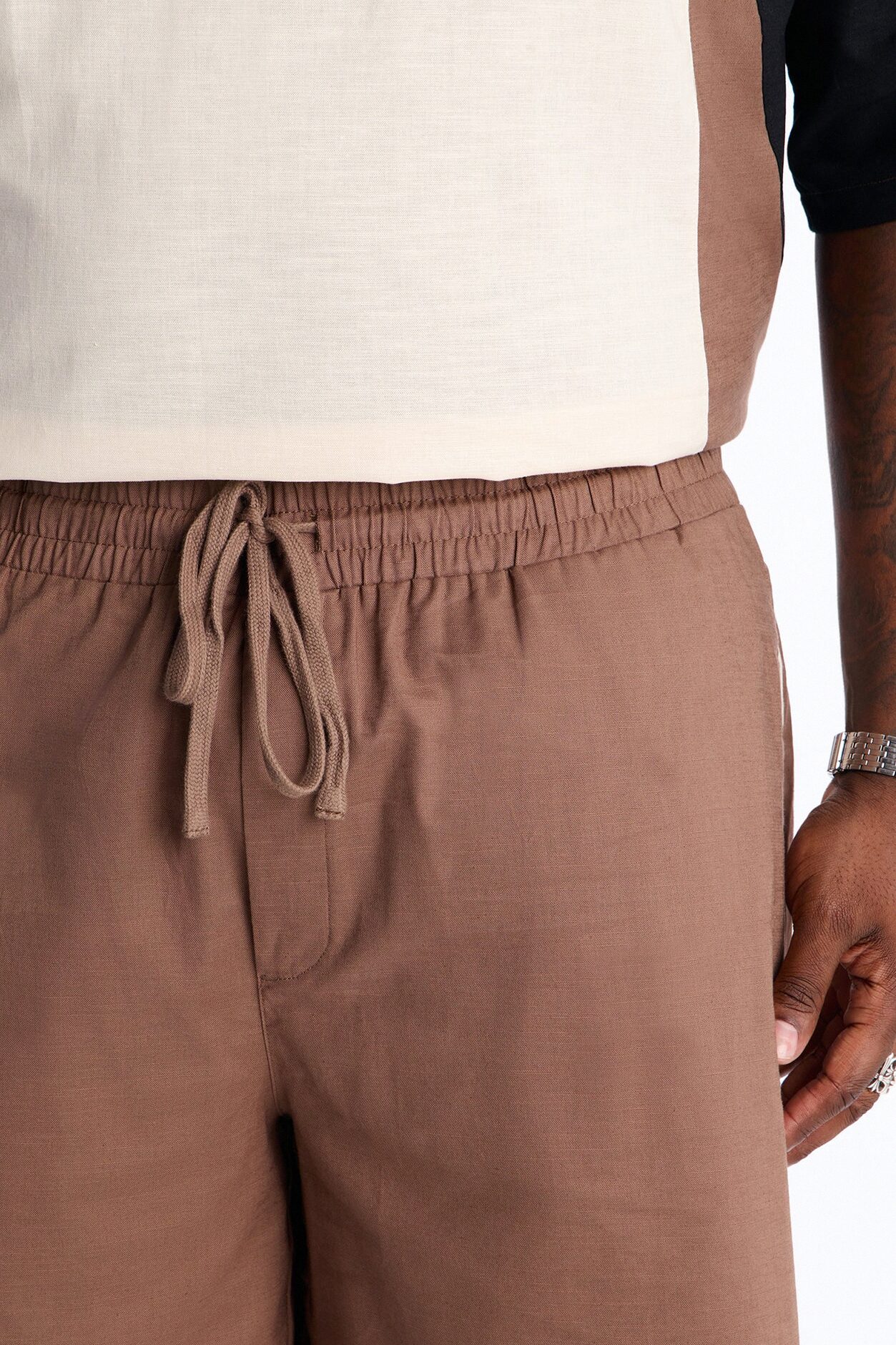 Basic Color Block Relaxed Short - Brown/combo