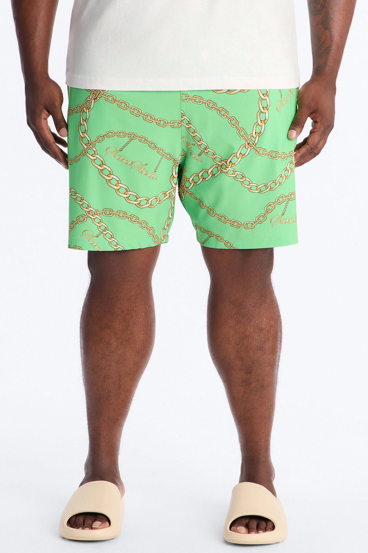 Saints Studio Linked Swim Trunk 7″ - Green