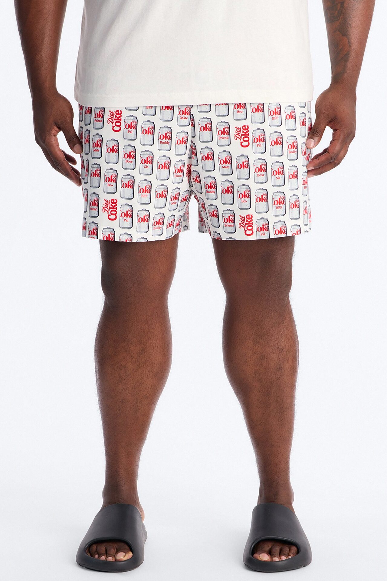 Diet Coca-Cola Archive Cans Swim Trunk 7″ - White/combo