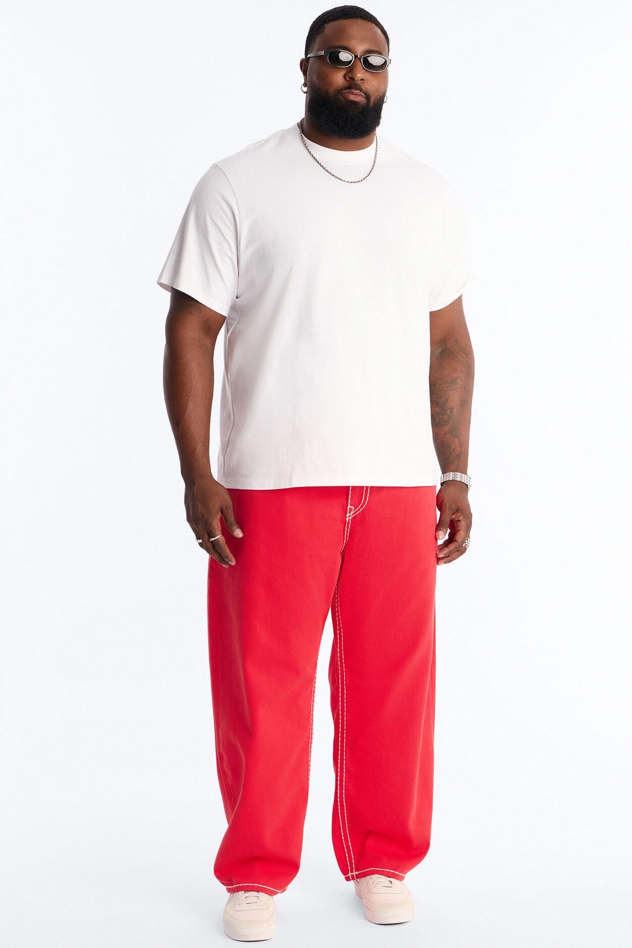 Heavy Stitch Barrel Jean - Red