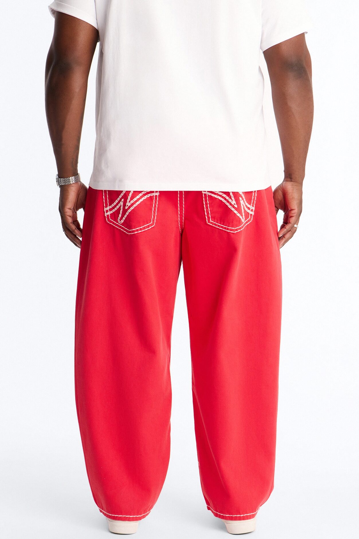 Heavy Stitch Barrel Jean - Red