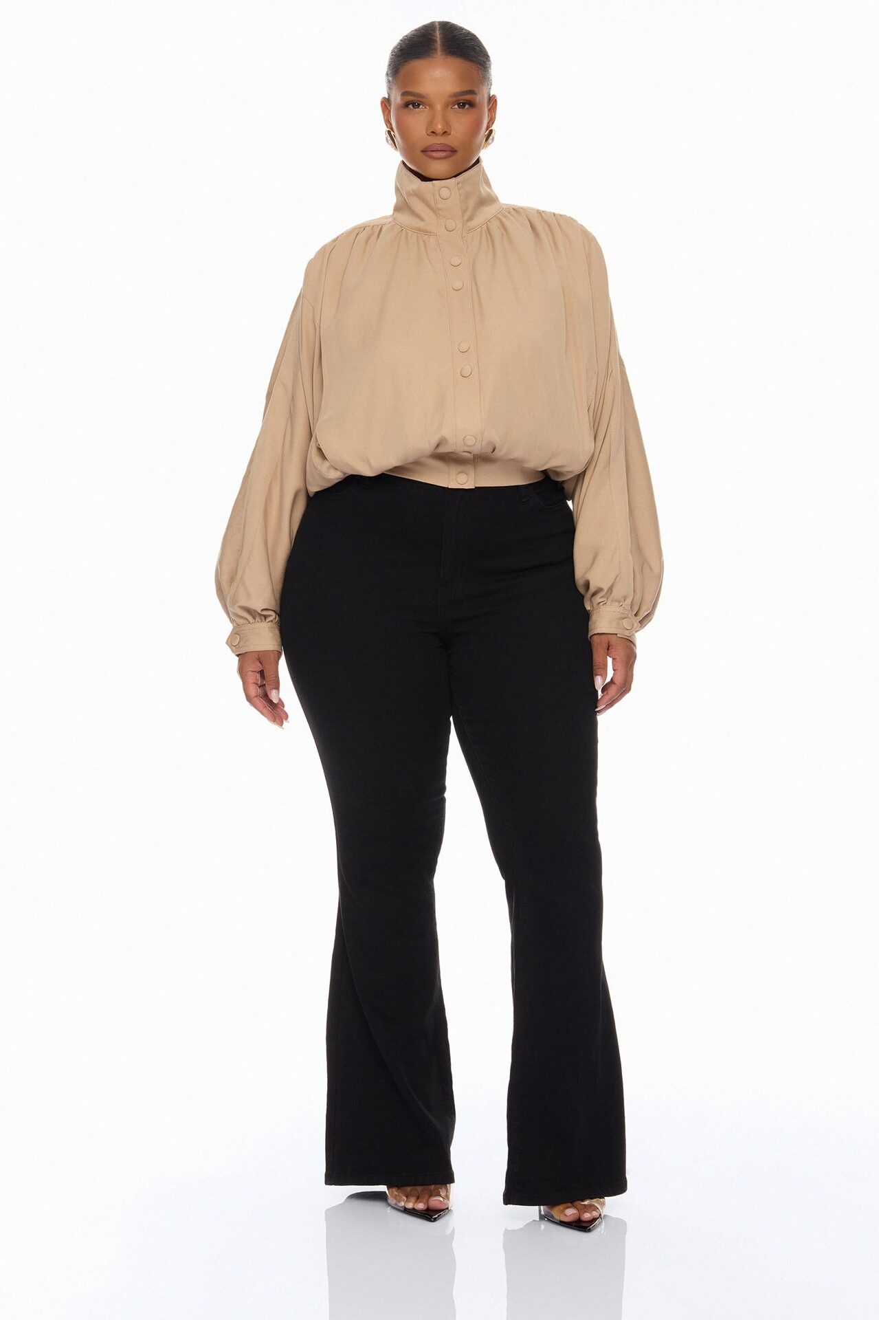 Noelia Woven Collared Jacket - Taupe