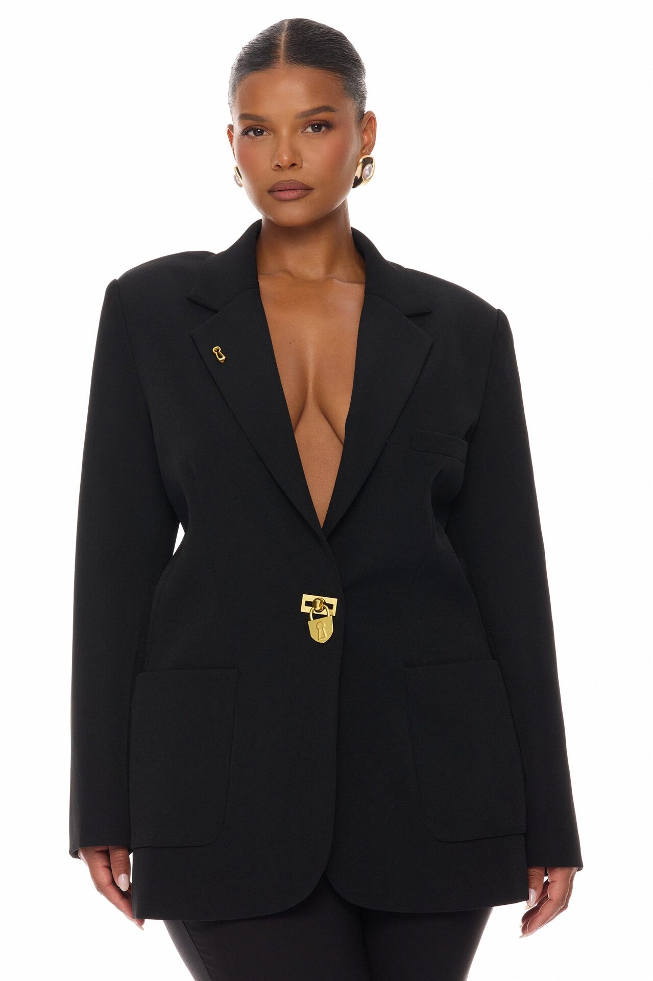 Odette Hardware Blazer - Black