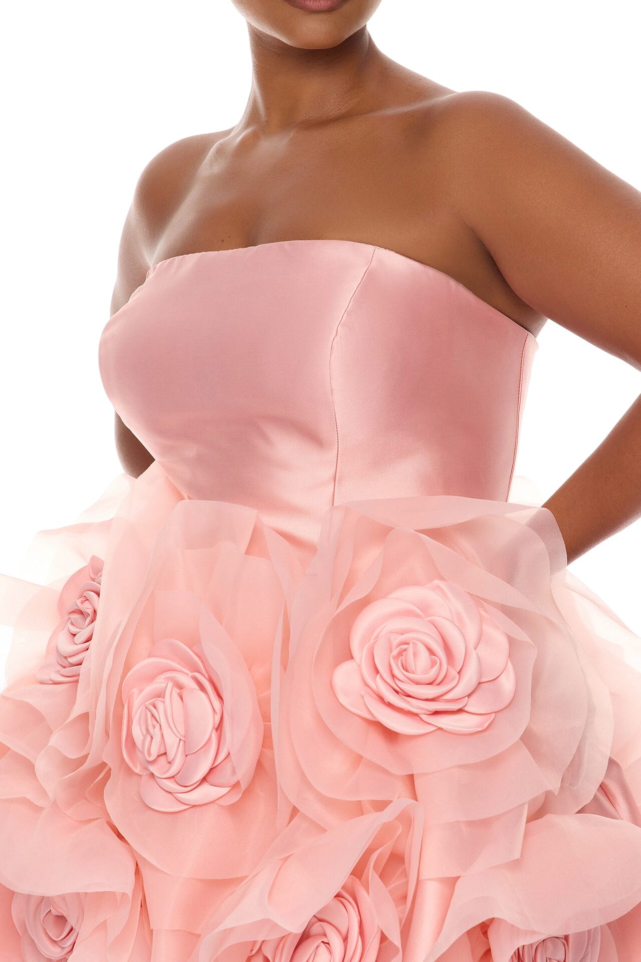 Leona Floral Applique Mini Dress - Peach