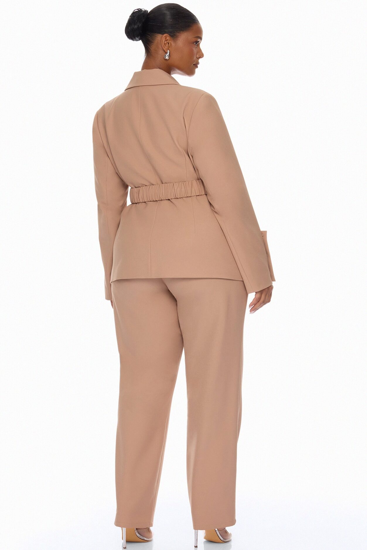 Isabella Belted Pant Set - Nude