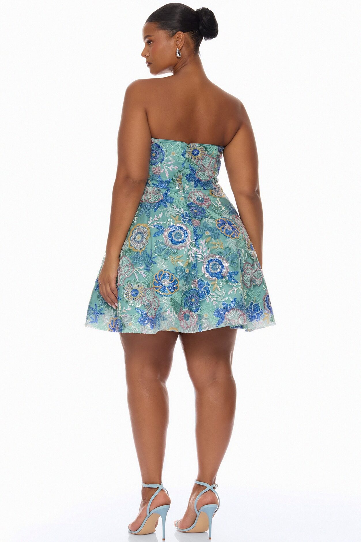 Becca Embroidered Mini Dress - Teal