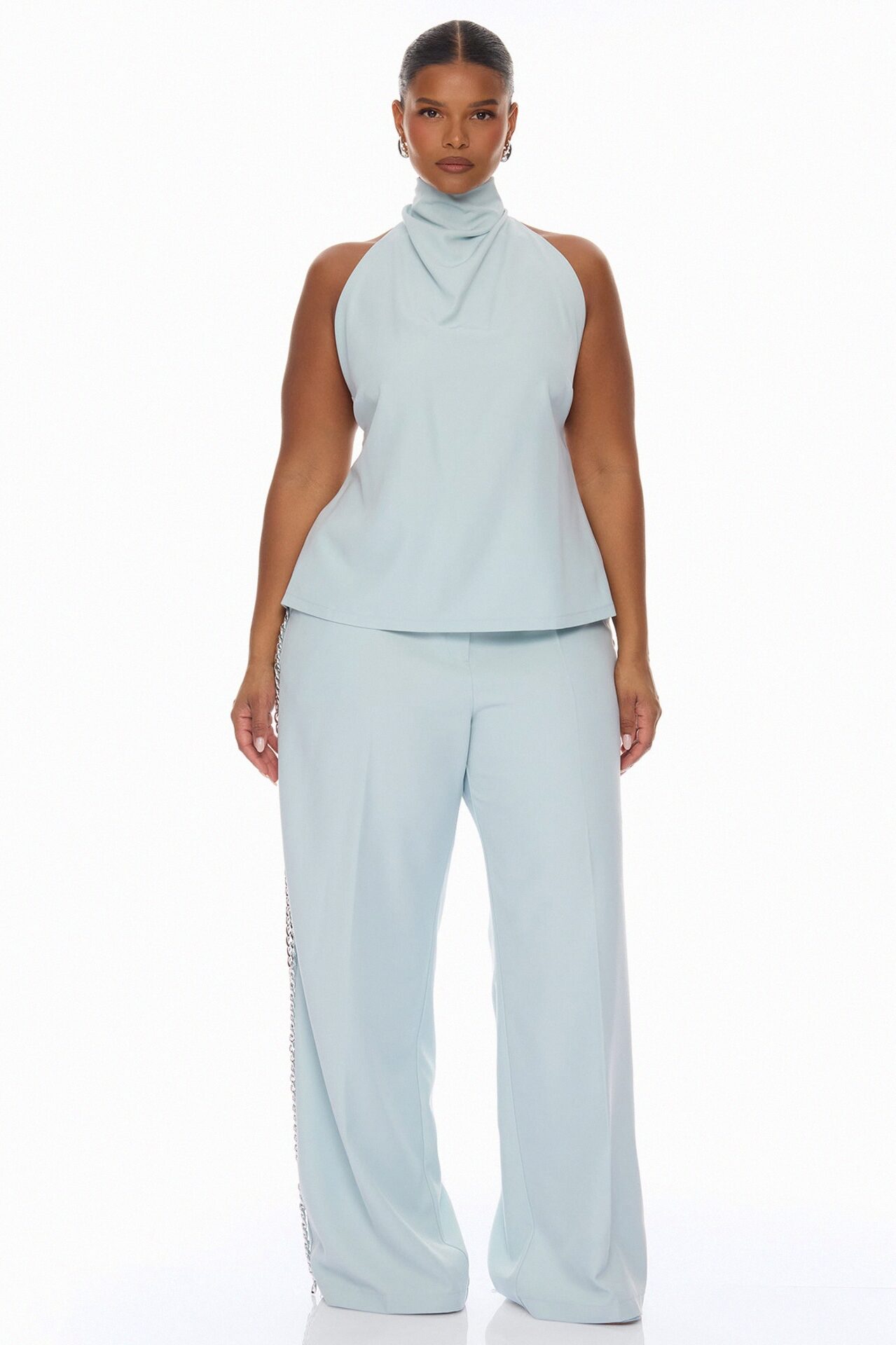 Destiny Chain Hardware Pant Set - Light Blue