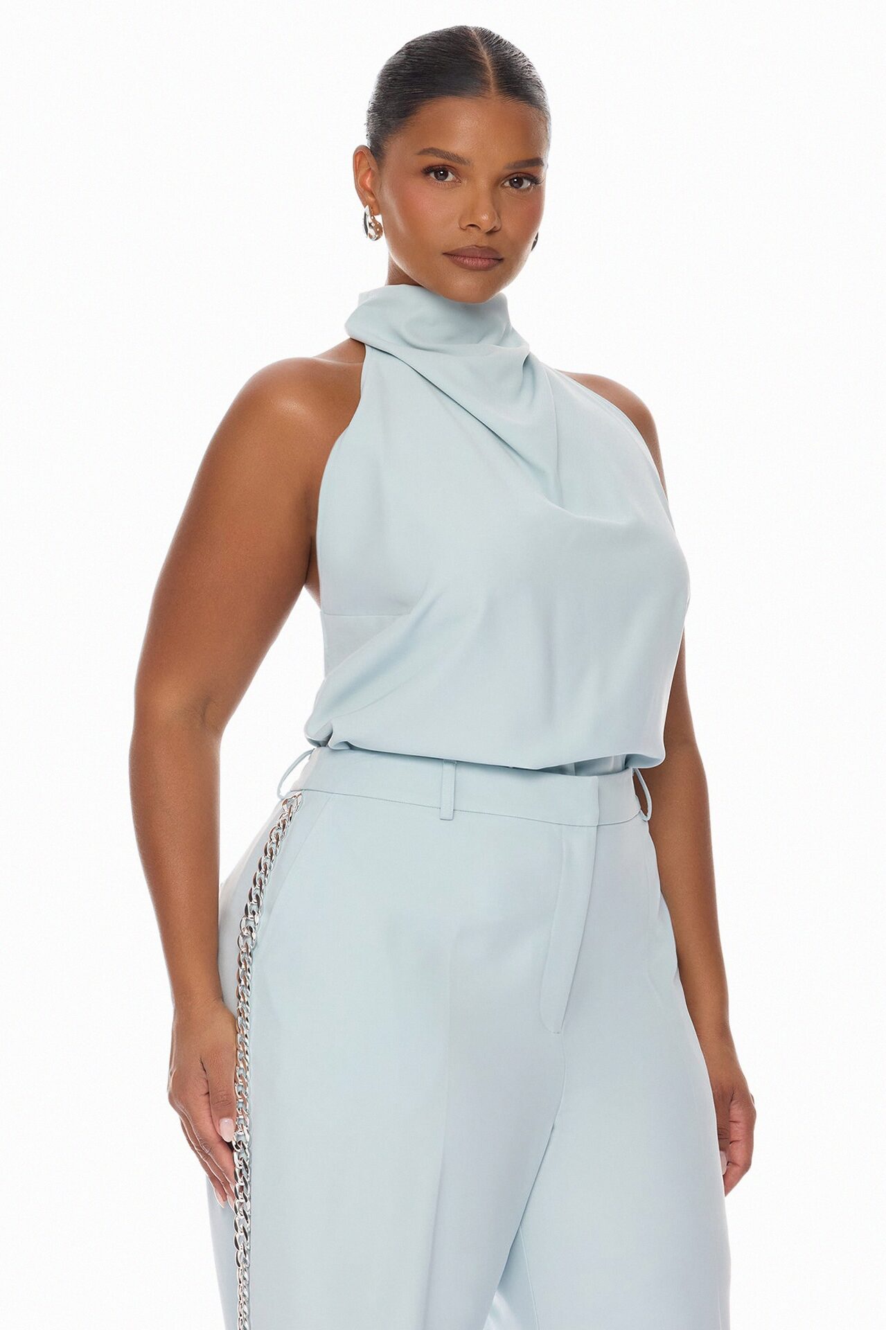 Destiny Chain Hardware Pant Set - Light Blue