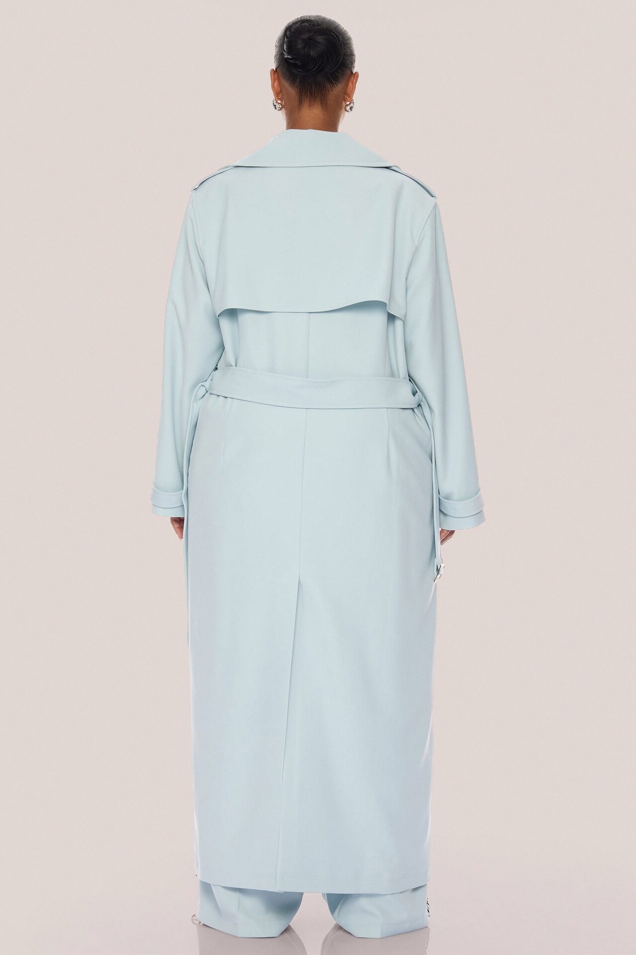 Destiny Belted Trench Coat - Light Blue