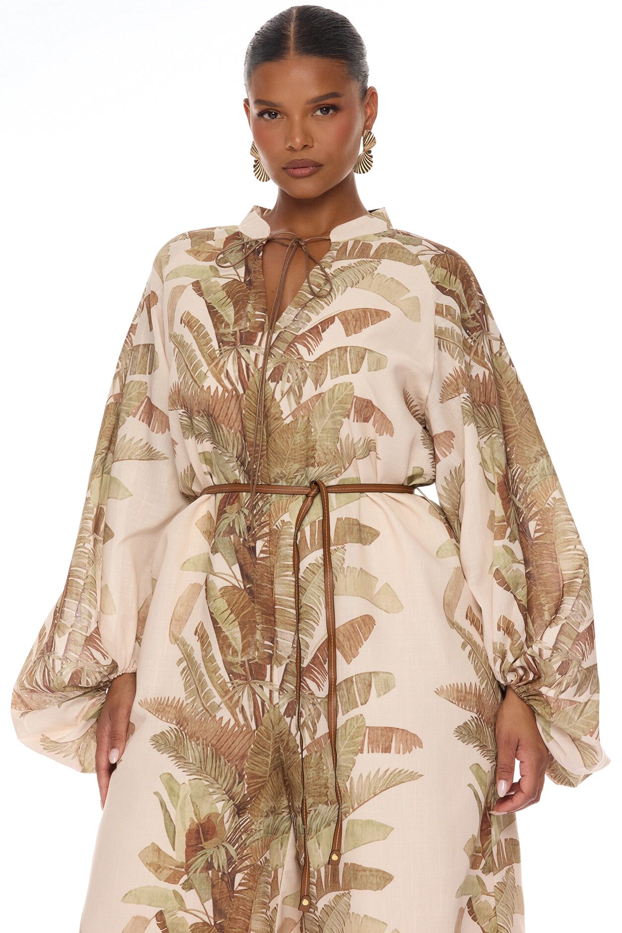 Zinnia Balloon Sleeve Linen Jumpsuit - Sand/combo