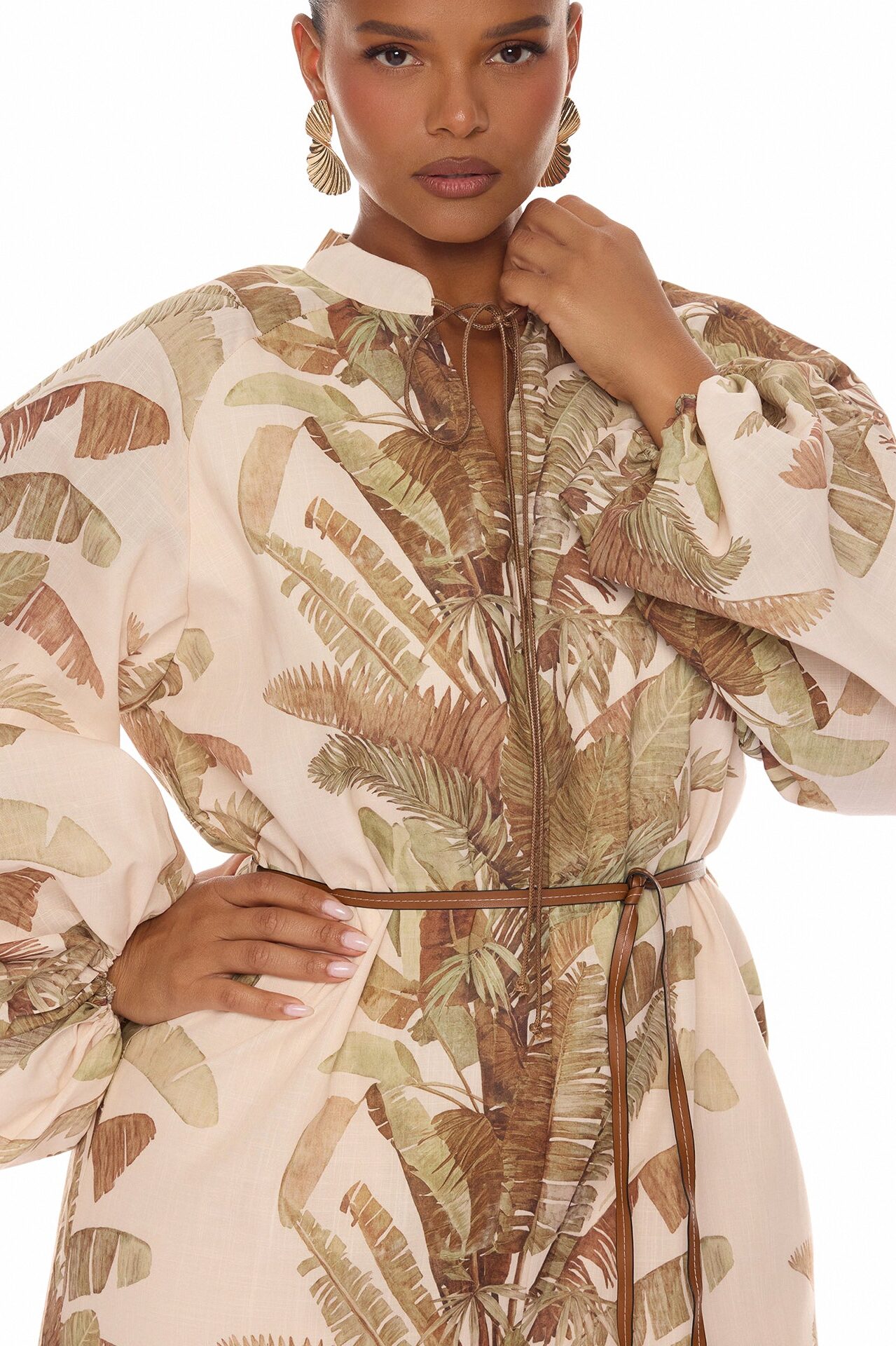 Zinnia Balloon Sleeve Linen Jumpsuit - Sand/combo