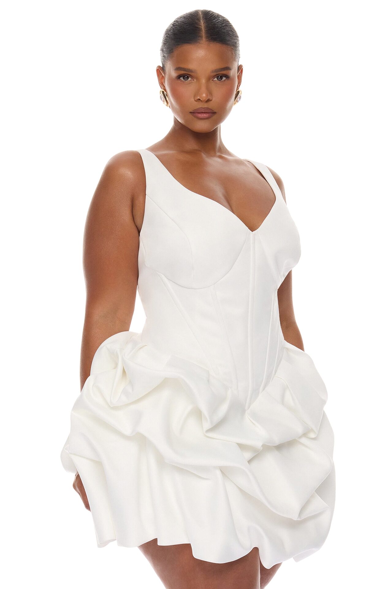 Kassidy Bubble Hem Mini Dress - White