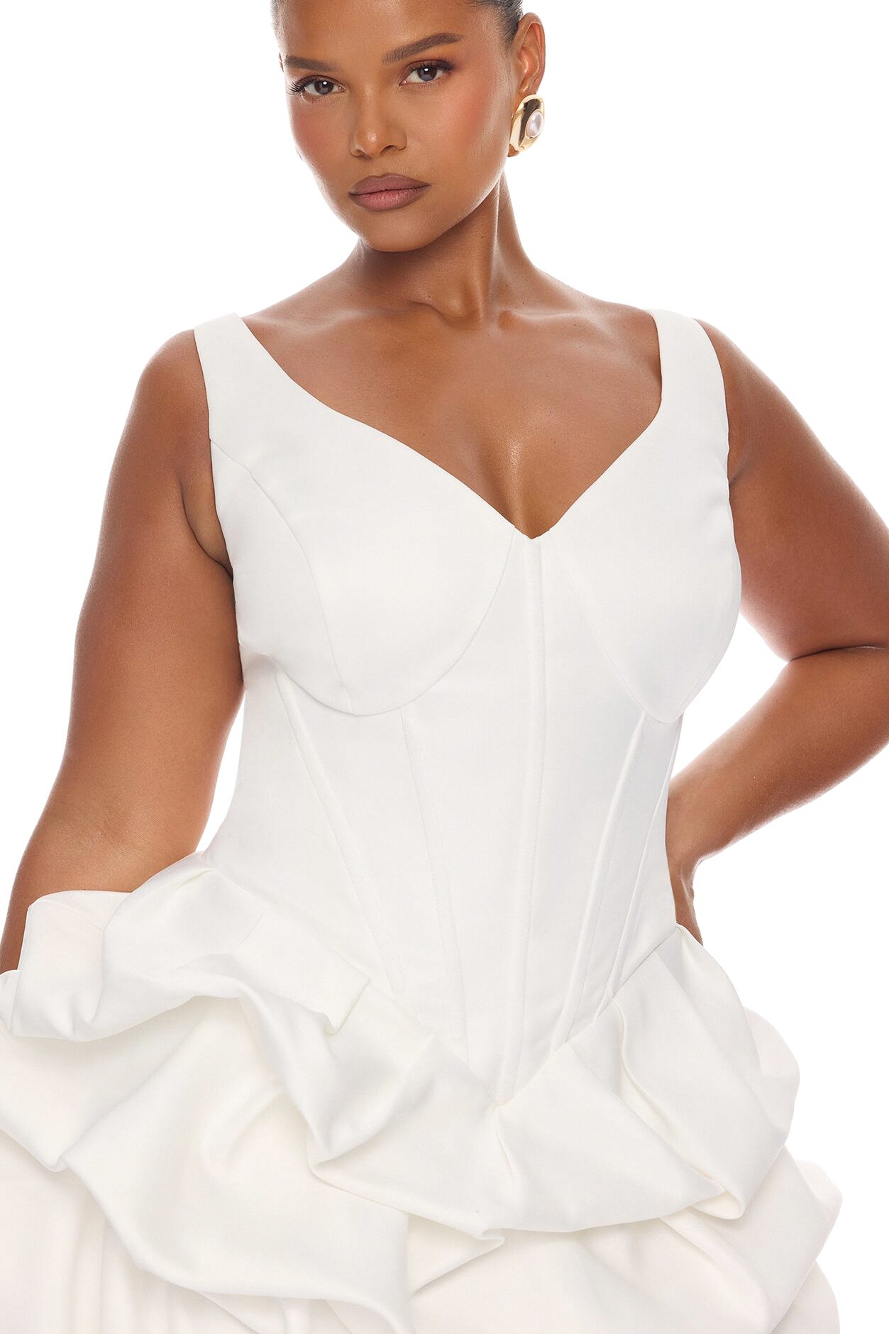 Kassidy Bubble Hem Mini Dress - White