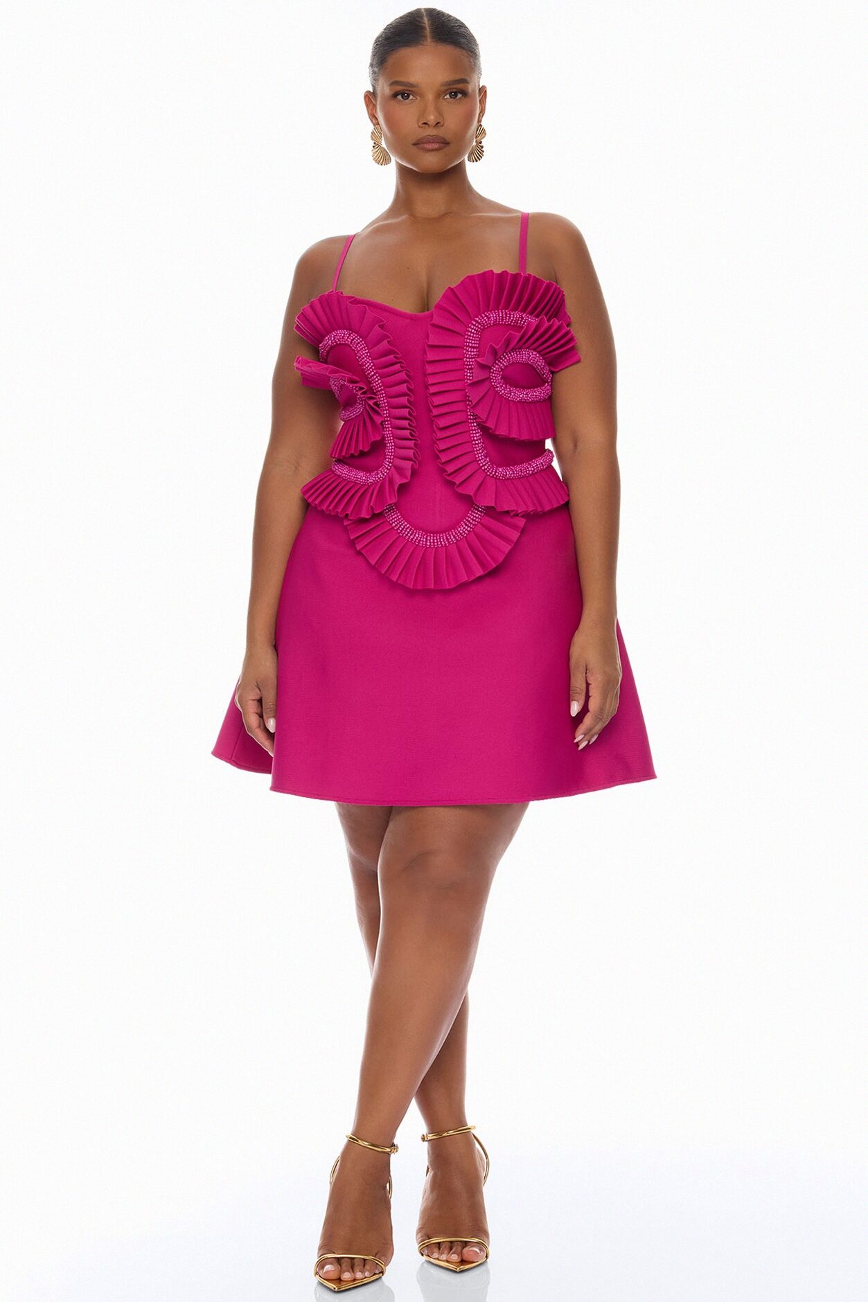 Jade Beaded Bandage Mini Dress - Magenta