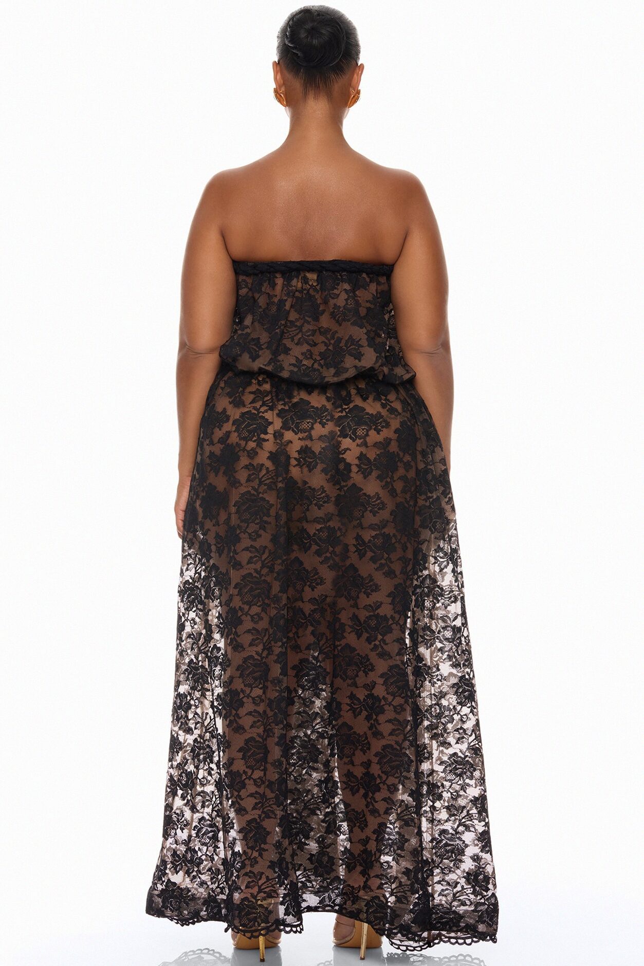 Faye Strapless Lace Maxi Dress - Black