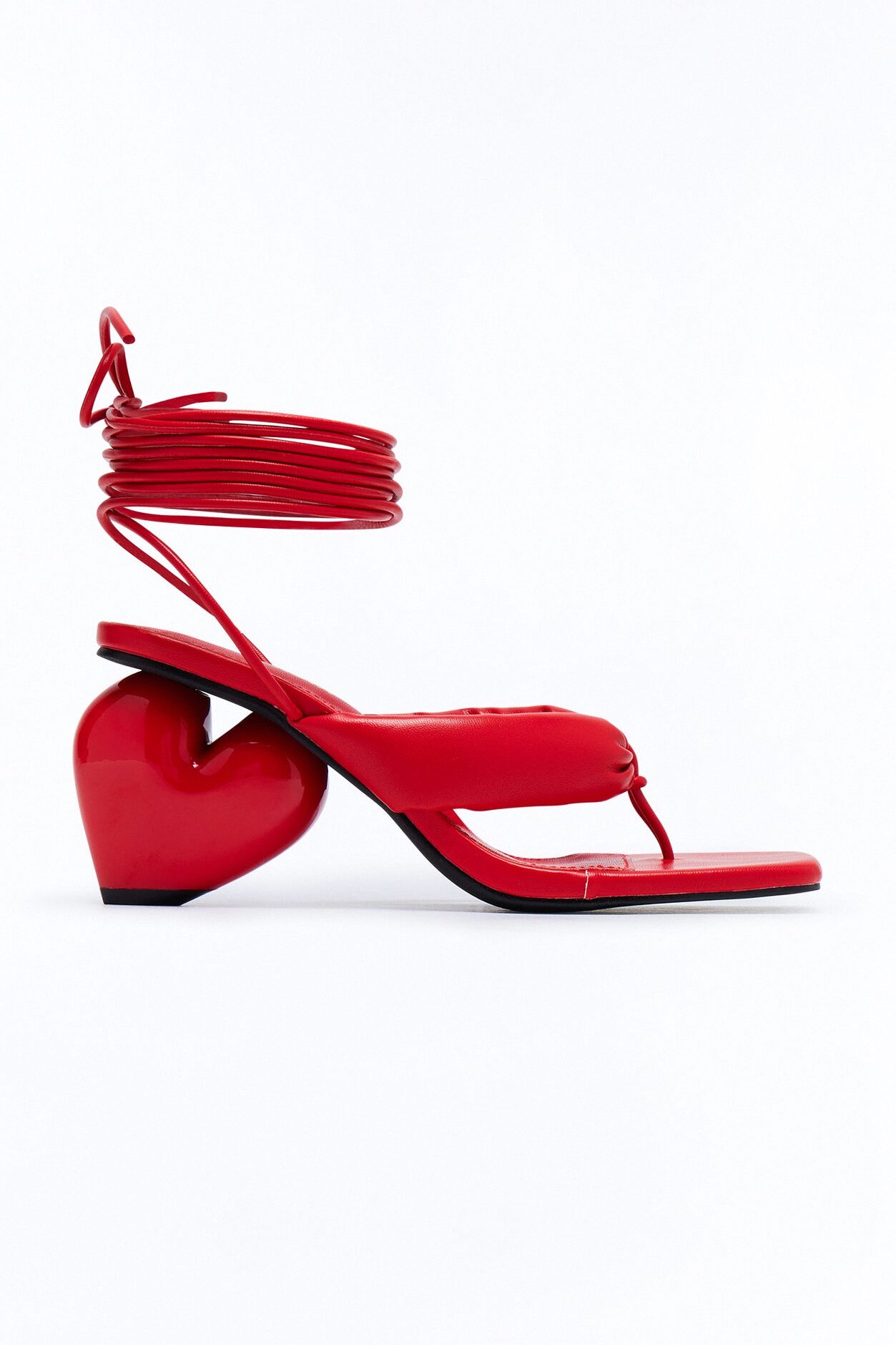 Fate Novelty Heart Wrap Up Thong Heels - Red