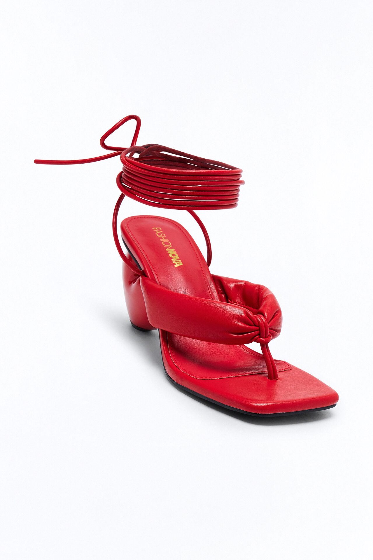 Fate Novelty Heart Wrap Up Thong Heels - Red