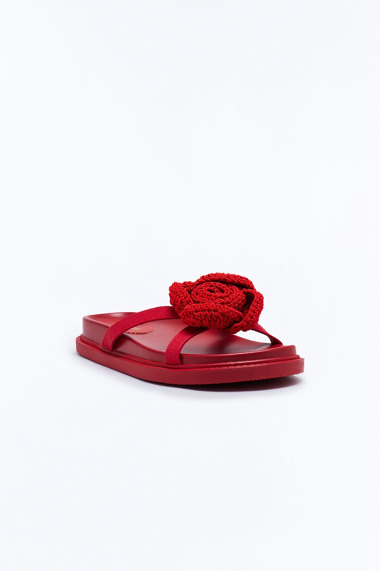 Salomi Knit Flower Sandals - Red