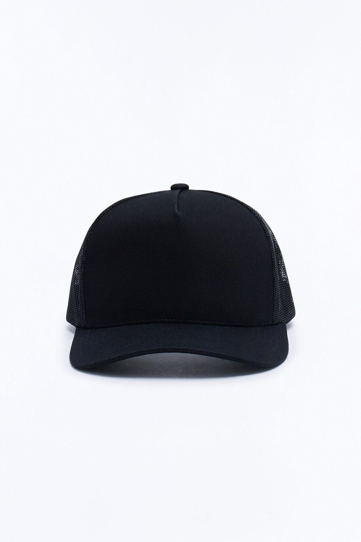 Basic Mesh Back Panel Snapback Hat - Black