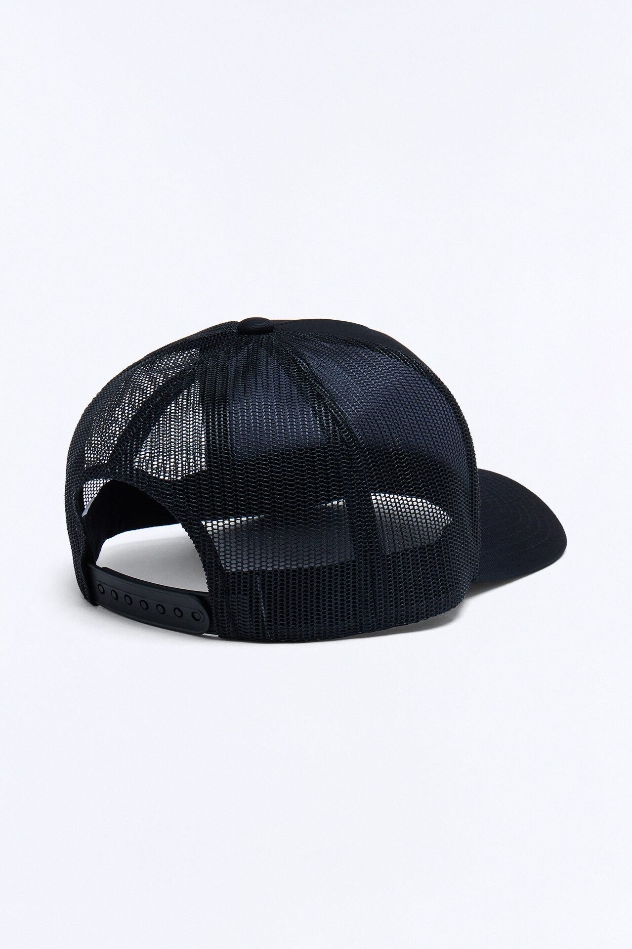 Basic Mesh Back Panel Snapback Hat - Black