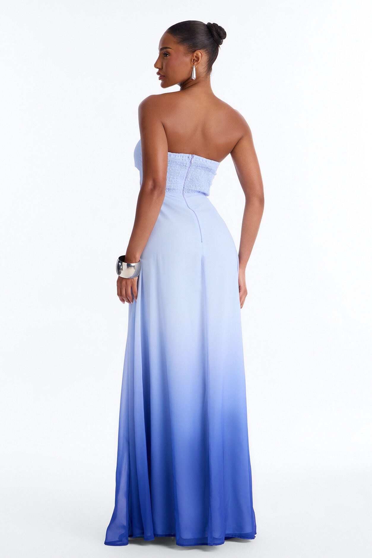 Gracie Draped Ombre Chiffon Maxi Dress - Royal