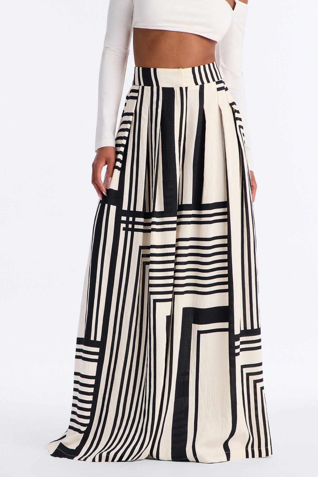 Pamela Geometric Wide Leg Pant - Navy/combo