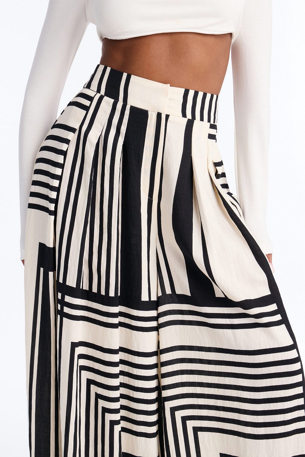 Pamela Geometric Wide Leg Pant - Navy/combo