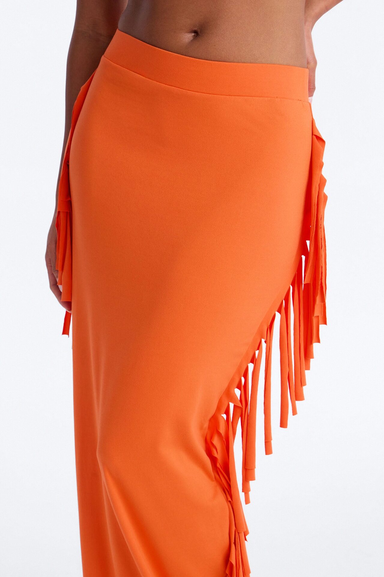 Going Places Fringe Maxi Skirt - Orange