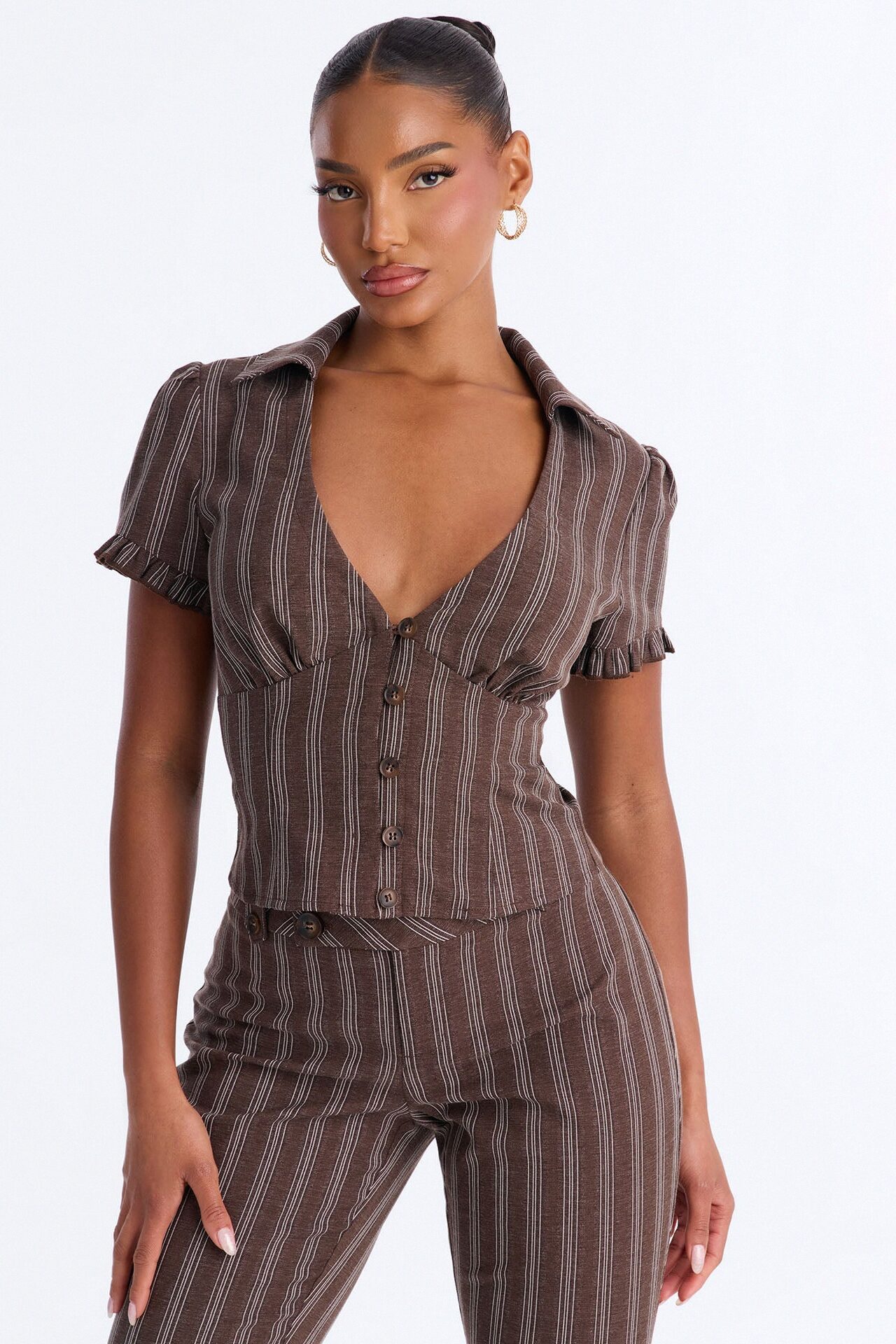 Mabel Striped Capri Set - Chocolate/Combo