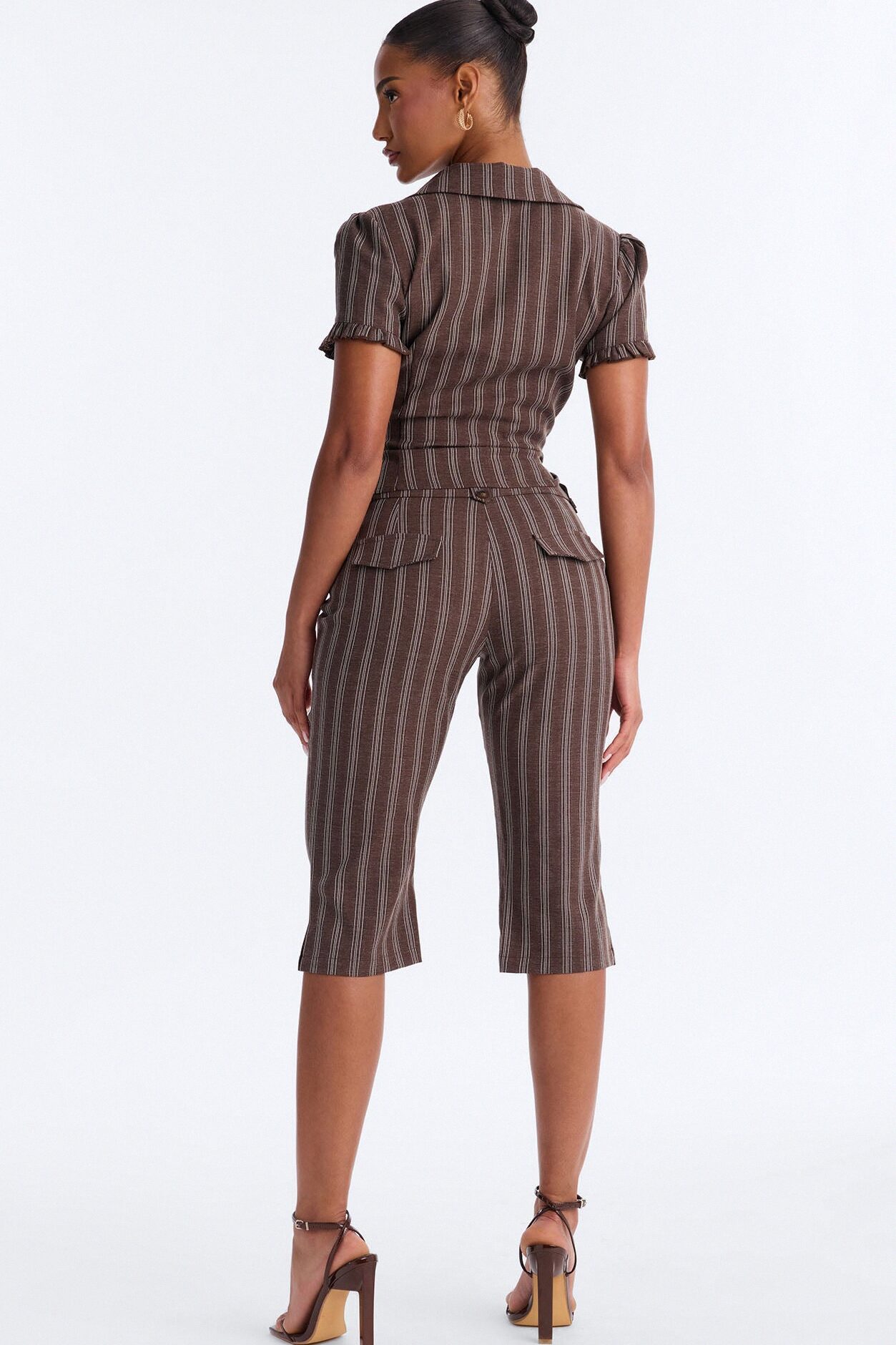 Mabel Striped Capri Set - Chocolate/Combo