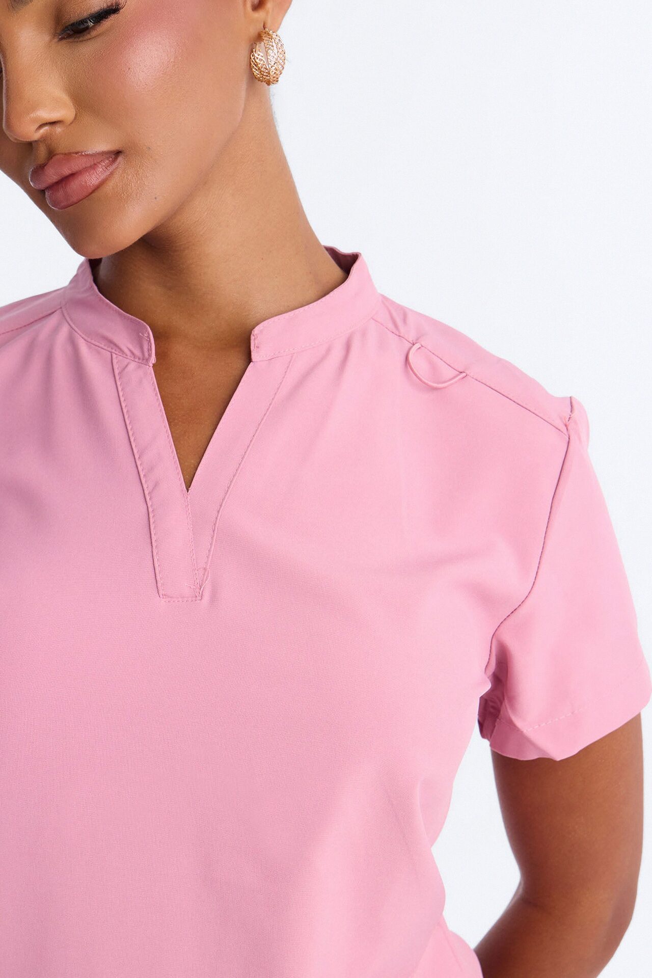 It's Go Time Collared Open Leg Uniform Scrub Set - Mauve
