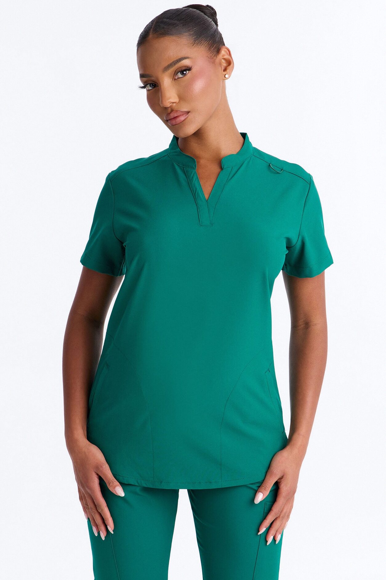 It's Go Time Collared Open Leg Uniform Scrub Set - Hunter
