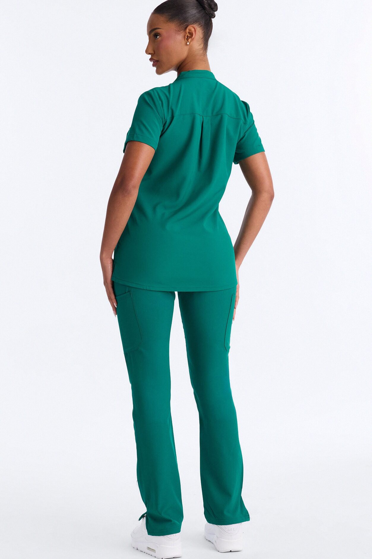It's Go Time Collared Open Leg Uniform Scrub Set - Hunter