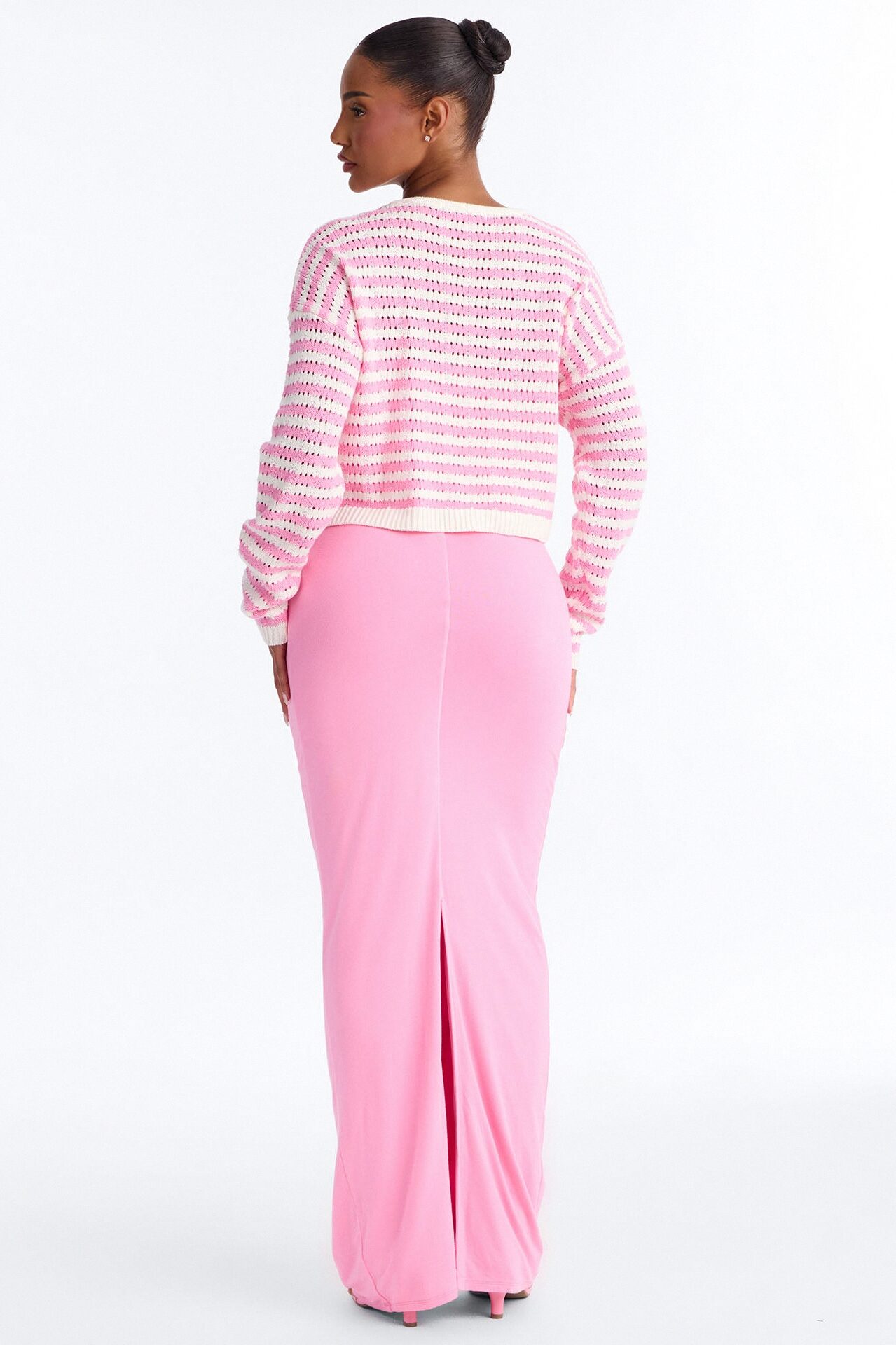 Gigi 2 Piece Maxi Dress Cardigan Set - Pink
