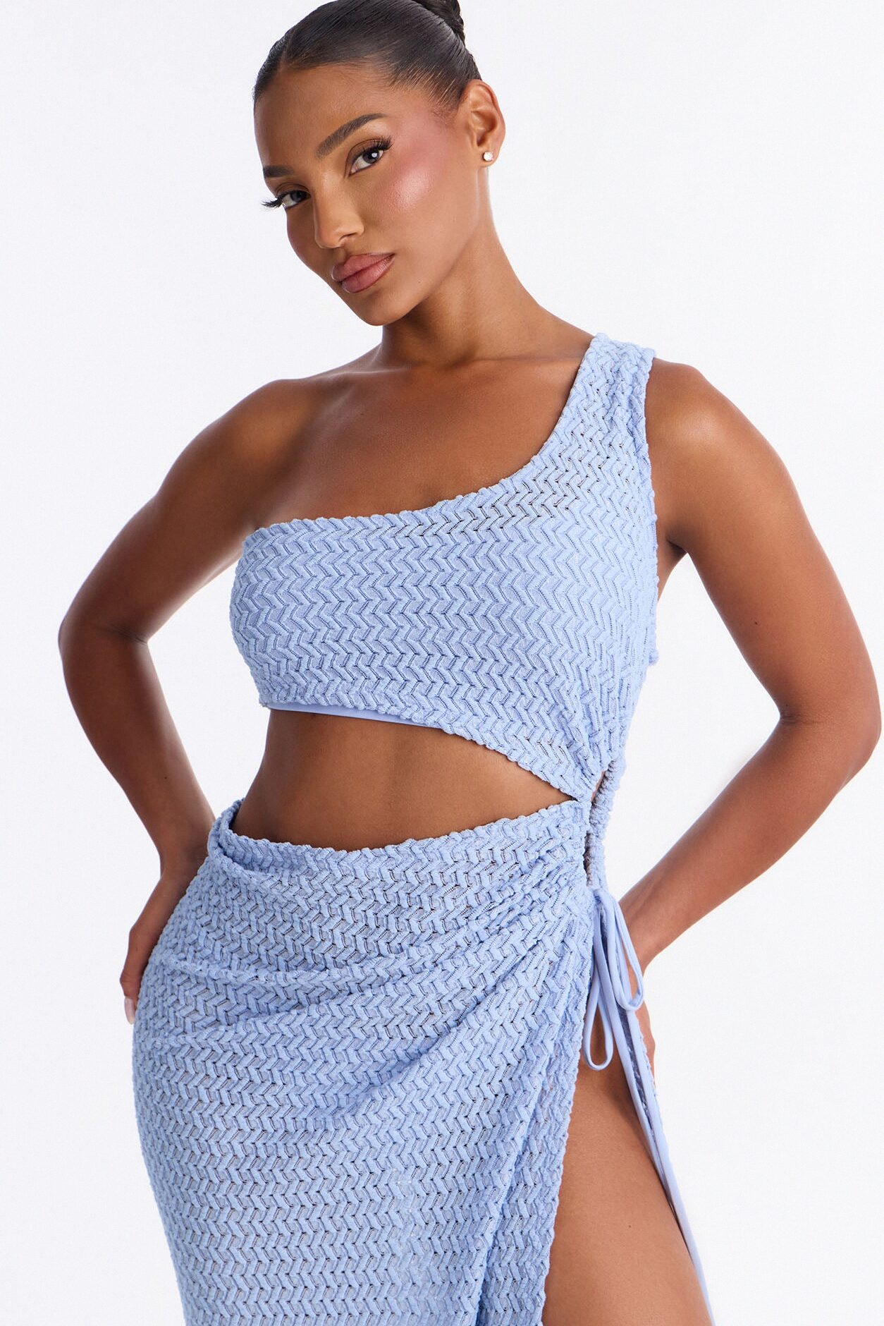 Sweet Pout Lace Maxi Dress Set - Light Blue