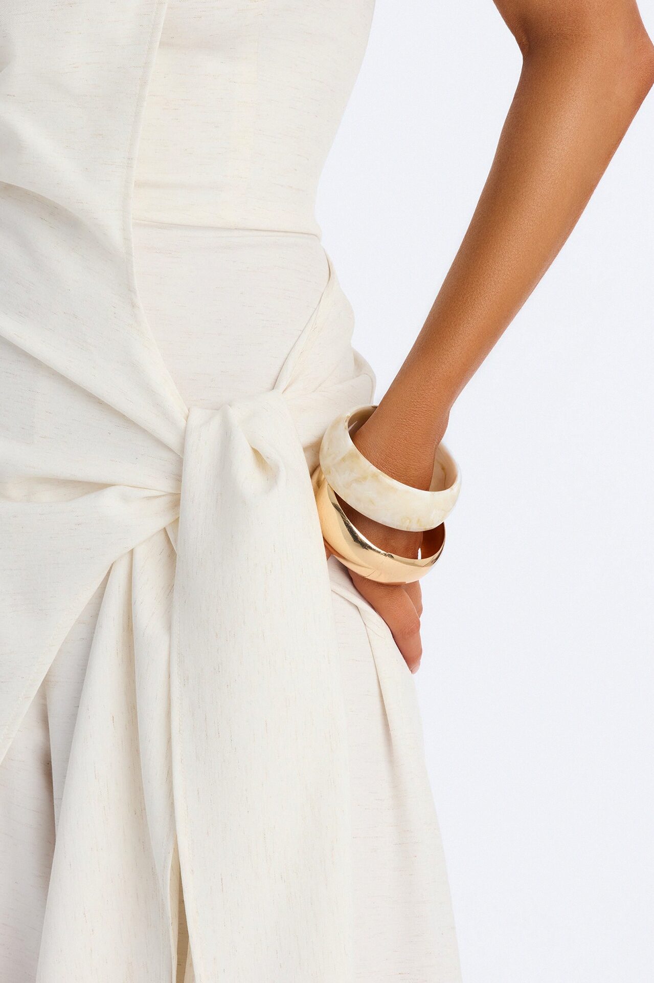Cyynthia Draped Strapless Jumpsuit - Oatmeal
