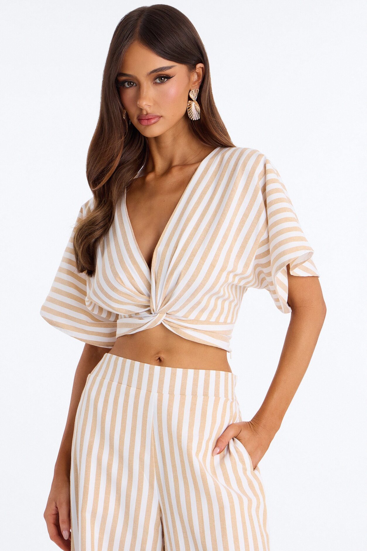 Nantucket Stripe Pant Set - Taupe