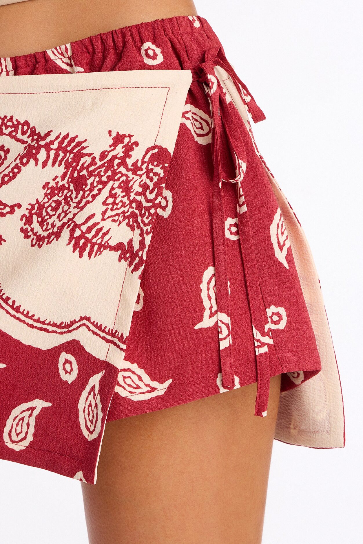 Phoebe Bandana Wrap Skort - Red/combo